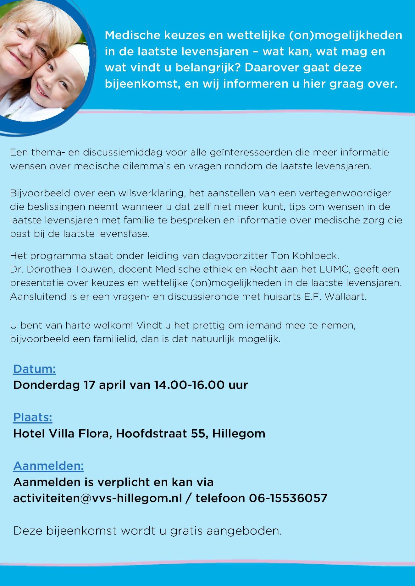 Themamiddag over medische keuzes in de laatste levensfase